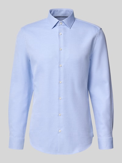Produktfoto, Slim Fit Businesshemd mit Strukturoptik von JAKE*S, hellblau, reine Baumwolle, unifarben, langarm, Knopfleiste, Manschette