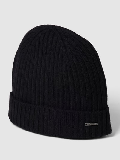 JOOP! Collection Beanie met labelapplicatie, model 'FRANCIS' Zwart - 1