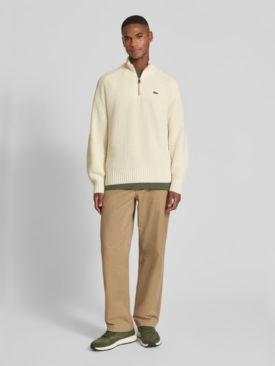 Lacoste Regular fit schipperstrui van zuivere wol Offwhite - 1