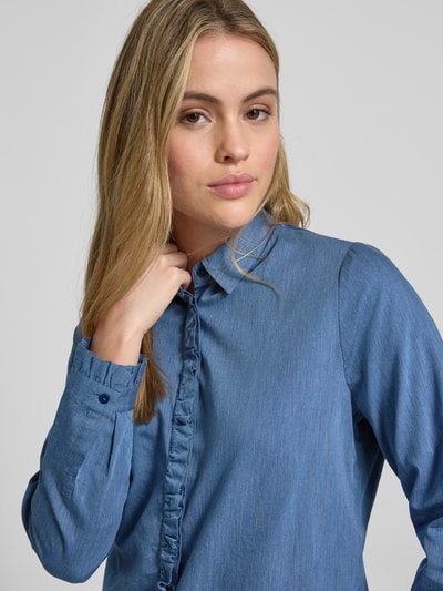 ETERNA Relaxed Fit Hemdbluse mit Rüschenbesatz Marine 3