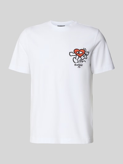 Barbour męski t-shirt o kroju regular fit z czystej bawełny Biały 1
