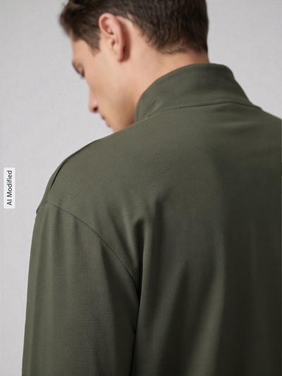 HUGO Regular Fit Sweatjacke aus Baumwoll-Mix Modell 'Laze Zip Jacket' Oliv 3
