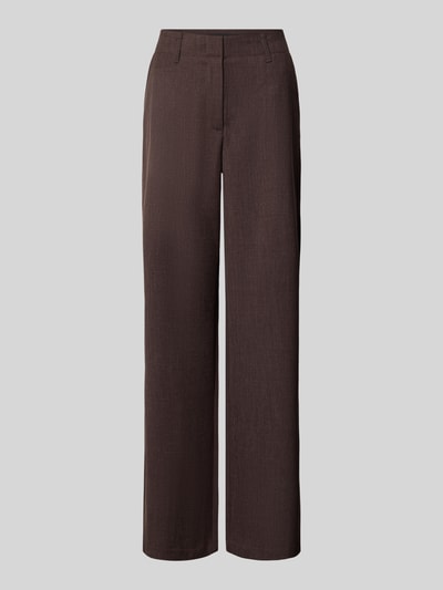 Produktfoto, High Waist Hose mit Eingrifftaschen von VERO MODA in Braun, unifarbene Webware mit Knopf und Reißverschluss, glatte Textur