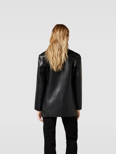 Norma Kamali Oversized Longblazer in Leder-Optik Black 5