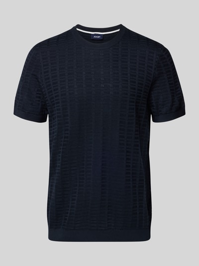 Produktfoto, T-Shirt mit Label-Detail Modell 'Theor' von JOOP! Collection aus Viskose-Mix, Gerader-Schnitt, Rundhalsausschnitt, dunkelblau.