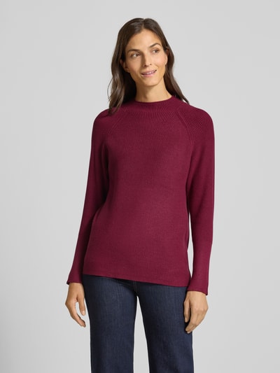 Soyaconcept Gebreide pullover met ribboorden, model 'KANITA' Bordeaux gemêleerd - 4