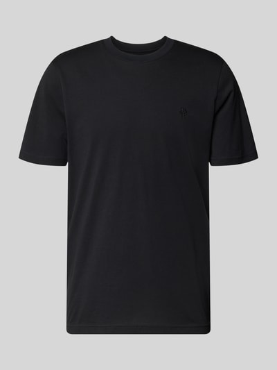 Produktfoto, Regular Fit T-Shirt mit Logo-Stitching von MCNEAL, czarna bawełna, krój regular fit, okrągły dekolt, długość tyłu 70 cm w rozmiarze M