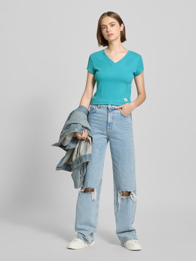 Calvin Klein Jeans T-shirt z detalem z logo Turkusowy 1