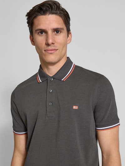 Christian Berg Men Poloshirt met labelstitching Antraciet - 3