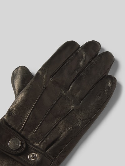 EEM Vingerhandschoenen van schapenleer met trensje Zwart - 3