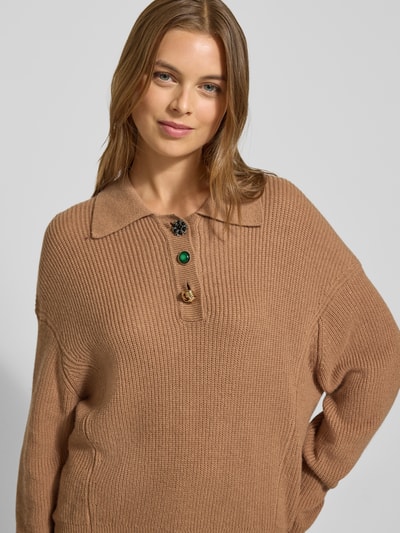 Essentiel Antwerp Loose fit gebreide pullover van wolmix, model 'IMETAL' Beige - 3