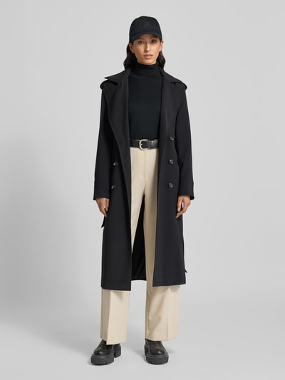 Jake*s Casual Slim fit shirt met lange mouwen van viscosemix in gebreide look Zwart - 1