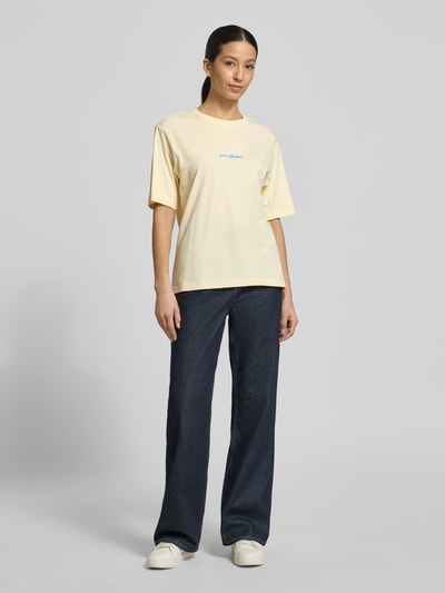 Selected regular fit T-shirt van puur katoen model 'VIGGA' Lichtgeel - 1