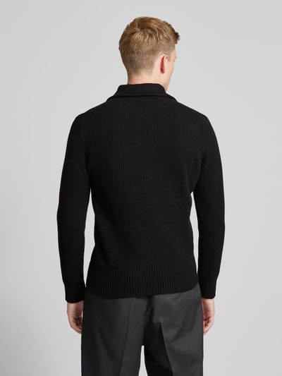 Drykorn Gebreide pullover met korte ritssluiting, model 'MANUELO' Zwart - 5