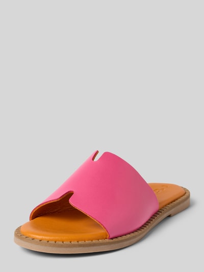 Tamaris Slides aus Leder mit strukturierter Sohle Pink 1