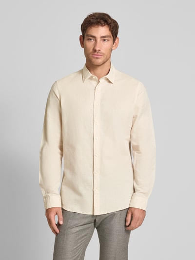Jake*s Slim Fit Freizeithemd aus Leinen-Baumwoll-Mix Sand 4