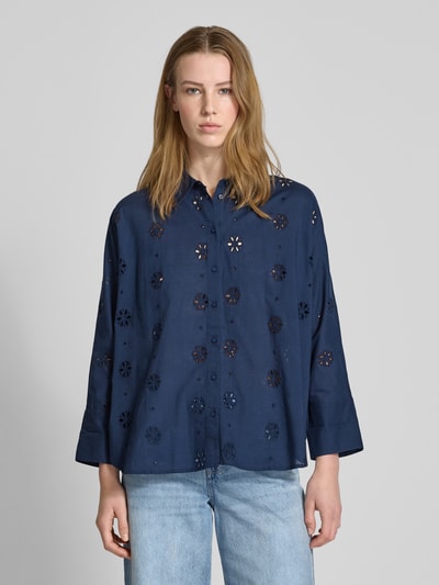 Only Boxy fit overhemdblouse van puur katoen, model 'NEW LINA GRACE' Marineblauw - 4