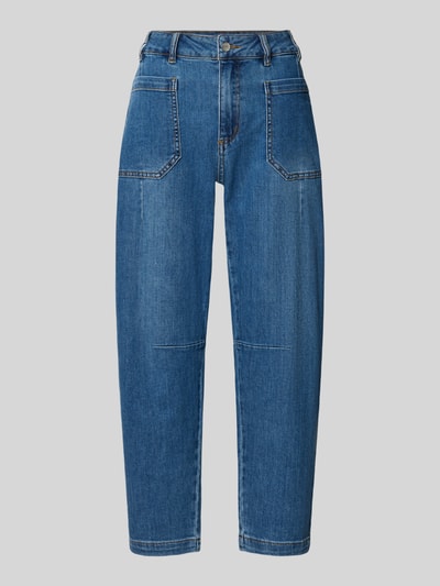 Produktfoto, niebieskie jeansy o szerokim kroju z mieszanki bawełny, wyraźne szwy, Barrel Jeans aus Baumwoll-Mix von Buena Vista, Damen Barrel Jeans