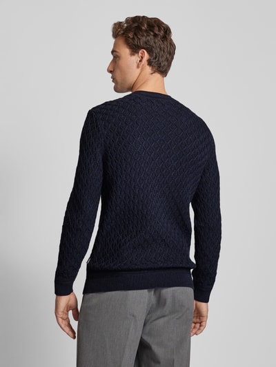 GABBA Gebreide pullover met ronde hals, model 'AKSLA' Marineblauw - 5