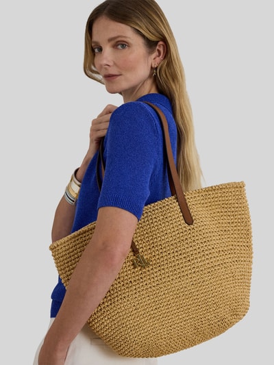 Lauren Ralph Lauren Shopper aus Stroh mit Logo-Applikation Beige 1