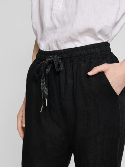 ZABAIONE Linnen broek met elastische band Zwart - 3