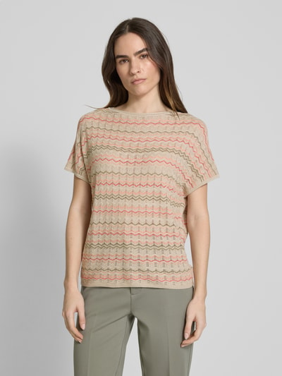 s.Oliver BLACK LABEL Loose Fit Stricktop aus Viskose-Mix mit Zackenmuster Sand 4