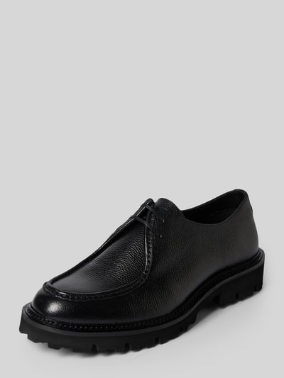 Produktfoto, schwarze Schnürschuhe aus Echtleder Modell 'Stefano' von DIGEL mit abgerundeter Passform, profilierter Sohle, 4 cm Absatzhöhe, 7 cm Schafthöhe, 12 cm Schaftweite, geeignet für Herren