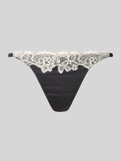 Jake*s Casual String mit zarter Spitzenbordüre Black 1