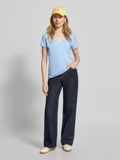 Polo Ralph Lauren T-Shirt mit Label-Stitching und V-Ausschnitt Blau 1