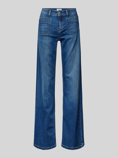 Cambio Wide fit jeans met knoop- en ritssluiting, model 'TESS' Blauw - 2