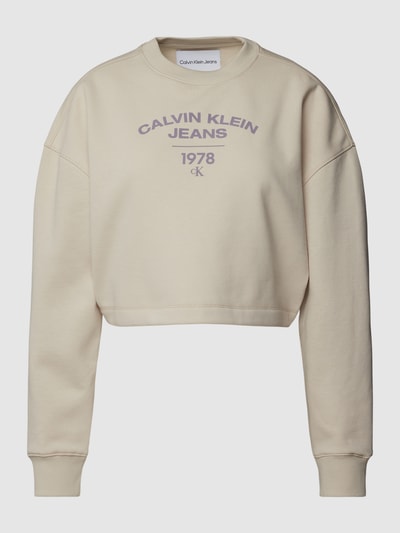 Calvin Klein Jeans Sweatshirt mit Label-Print Modell 'VARSITY' Beige 2