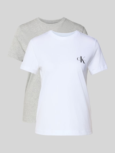 Calvin Klein Jeans T-shirt met labelprint in een set van 2 stuks Lichtgrijs - 2