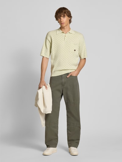 BLKVIS Relaxed Fit Poloshirt mit Pointelle-Muster Hellgruen 1