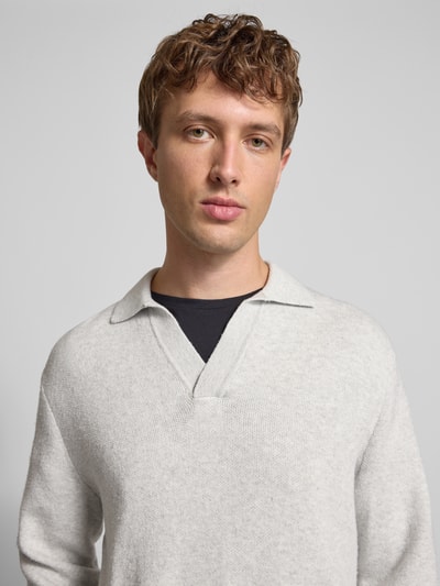 Jack & Jones Gebreide pullover met V-hals, model 'COVER' Lichtgrijs gemêleerd - 3