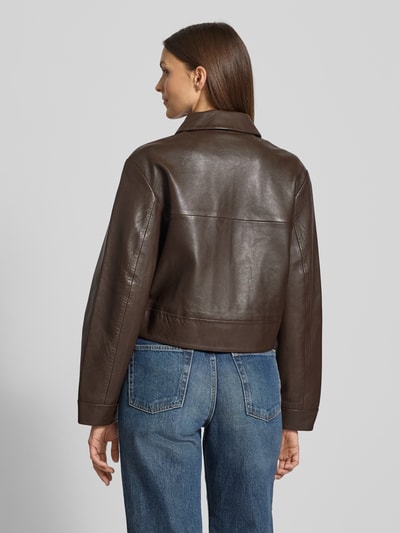 Marc O'Polo Regular Fit Lederjacke aus echtem Lammleder Dunkelbraun 5
