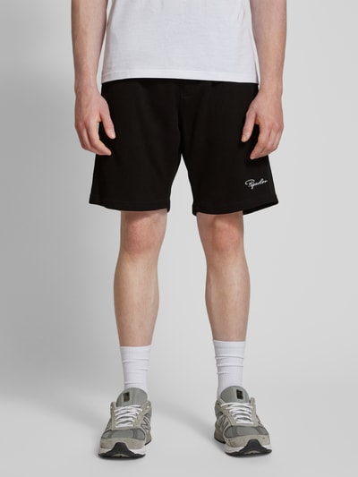 Pegador Sweatshorts met logostitching en steekzakken Zwart - 4