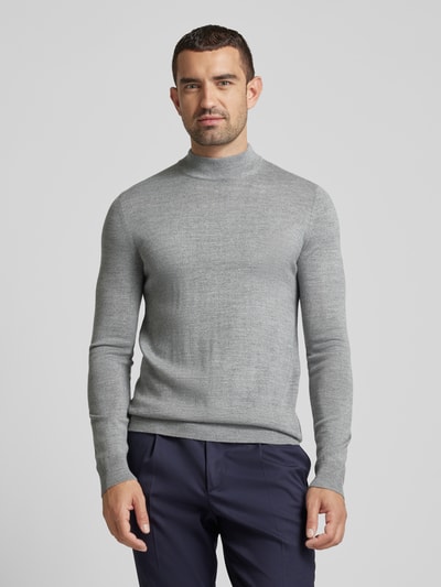 Christian Berg Men Strickpullover mit Turtleneck Hellgrau Melange 4