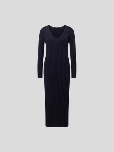 Lisa Yang Strickkleid mit V-Ausschnitt Marineblau 2
