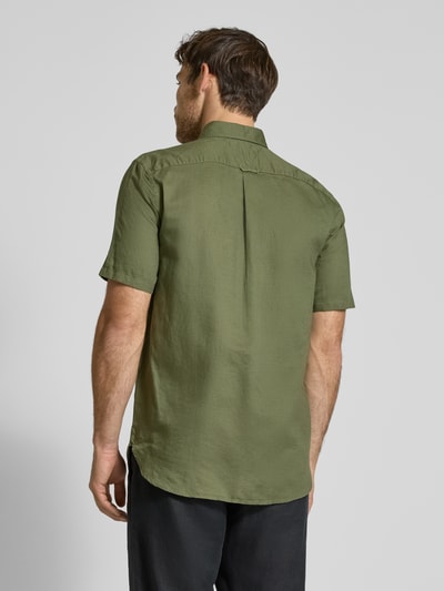 Tommy Hilfiger Regular fit vrijetijdsoverhemd van een mix van katoen en linnen Olijfgroen - 5