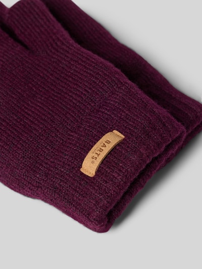 Produktfoto, dunkelrote Struktur der Handschuhe mit Label-Patch aus Leder, Handschuhe mit Label-Patch Modell 'Witzia' von Barts, Damen Handschuhe von Barts
