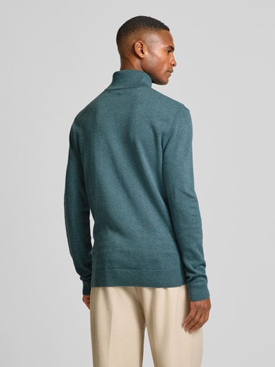 Tom Tailor Regular Fit Rollkragenpullover aus reiner Baumwolle mit Logo-Stitching Rauchblau 5