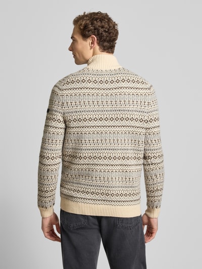 camel active Gebreide pullover met ribboorden Offwhite gemêleerd - 5