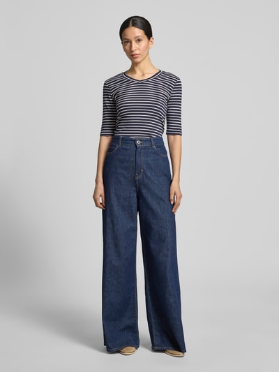 Christian Berg Woman Longsleeve mit 3/4-Arm und V-Ausschnitt Dunkelblau 1