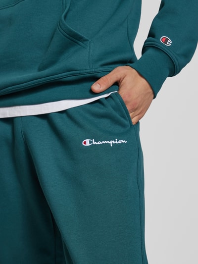 CHAMPION Straight fit sweatpants met labelstitching Donkergroen - 3