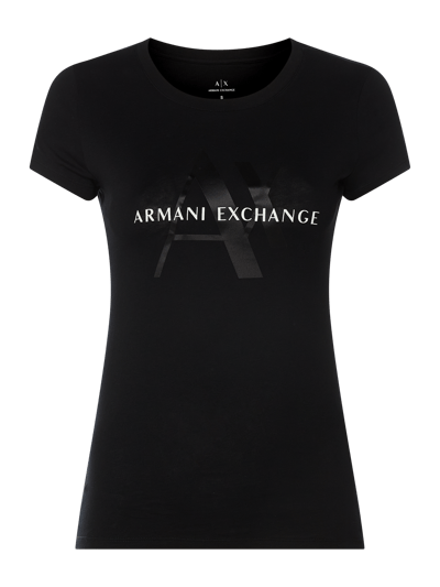 ARMANI EXCHANGE T-shirt met logoprint in metallic look  Zwart - 1