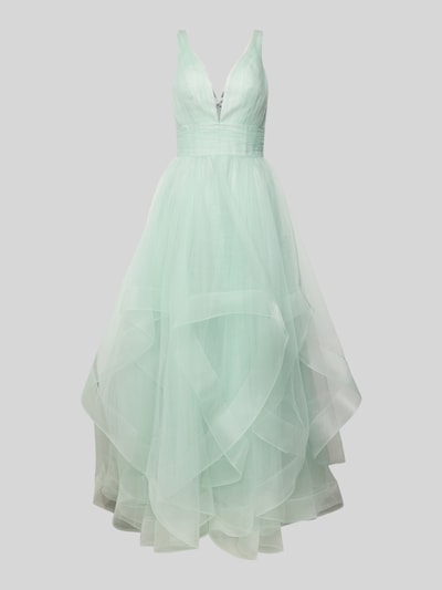 Mascara Abendkleid mit V-Ausschnitt und Taillenband Mint 2