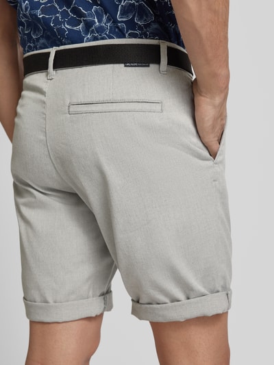 Tom Tailor Denim Regular Fit Chinoshorts mit Gürtel Hellgrau Melange 3