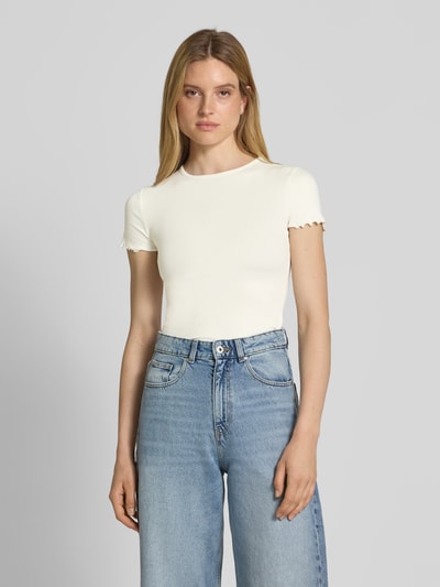 Jake*s Casual T-Shirt mit Muschelsaum Offwhite 4