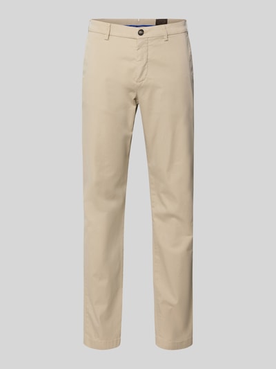Produktfoto, beigefarbene Slim Fit Hose mit Eingrifftaschen, Modell 'Tybalt 5' von g1920, Baumwoll-Mix mit Lyocell-Anteil, Soft Touch