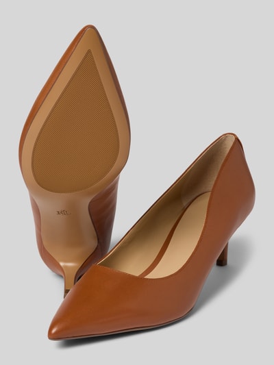 Lauren Ralph Lauren Pumps van leer met elastisch riempje, model 'ADRIENNE' Cognac - 4
